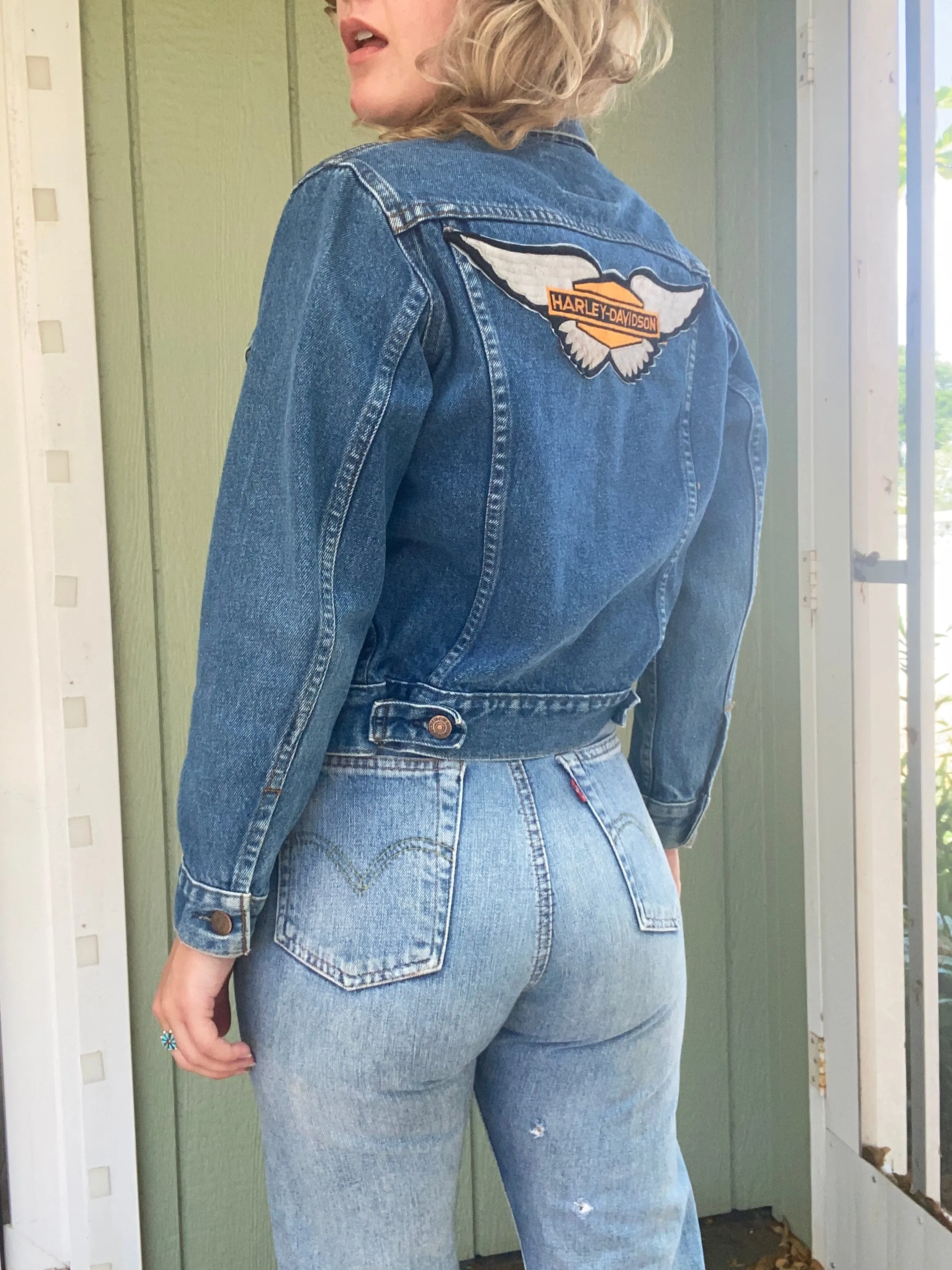 1970s Harley Davidson Roebucks Denim Jacket XS S