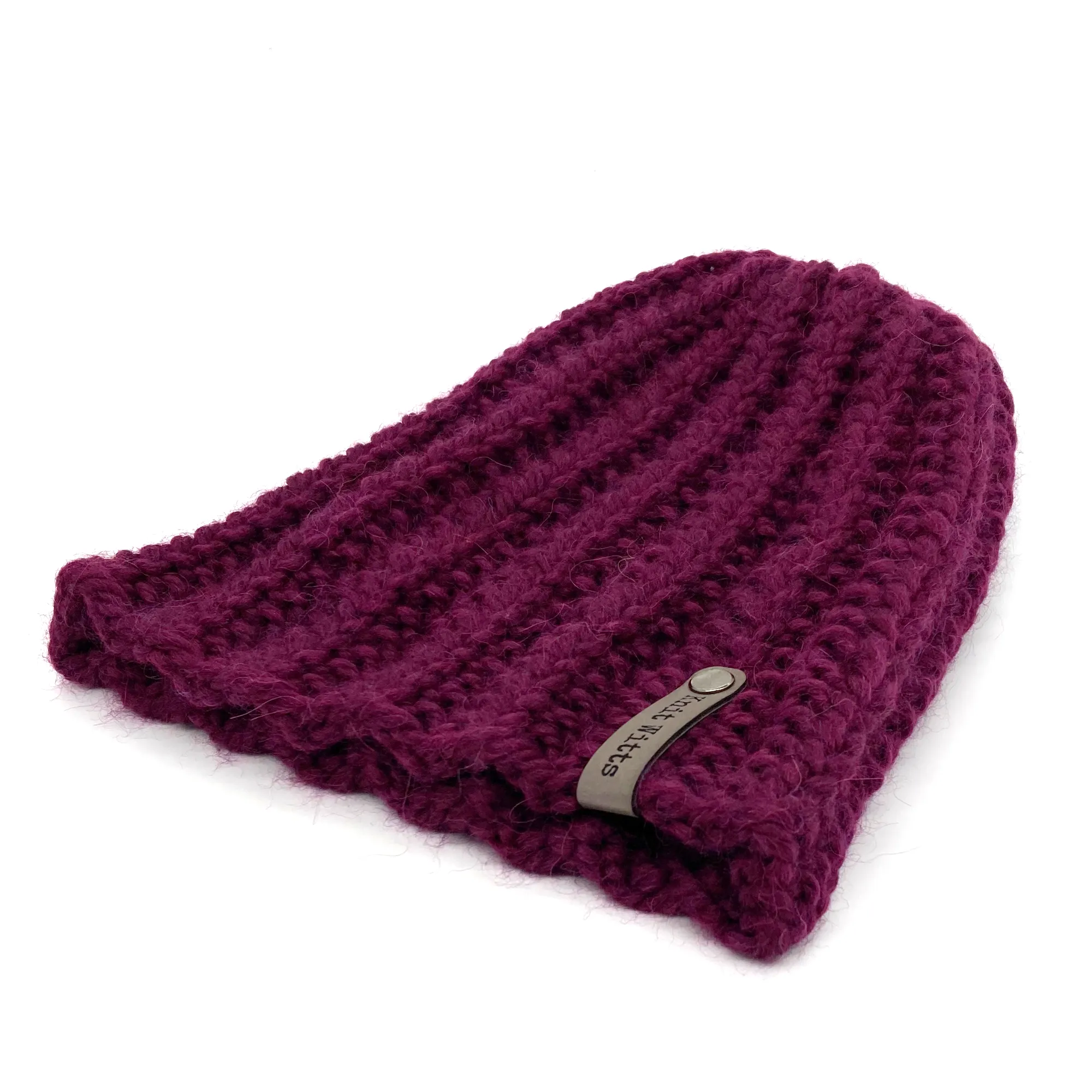 Adult Knit Beanie | Wine | Slouchy or Watchman cap | Knit Witts Global