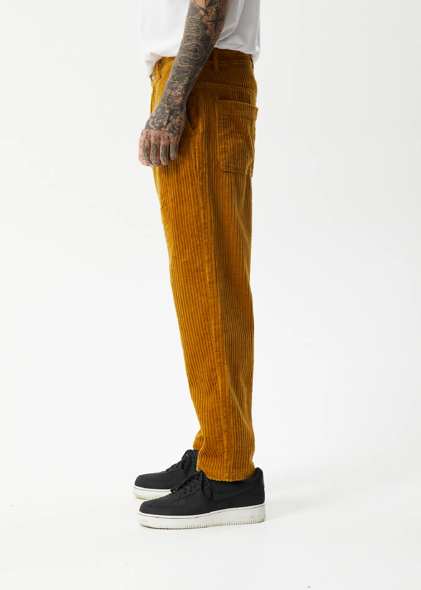 AFENDS Mens Waterfall Ninety Twos - Corduroy Relaxed Pants - Mustard