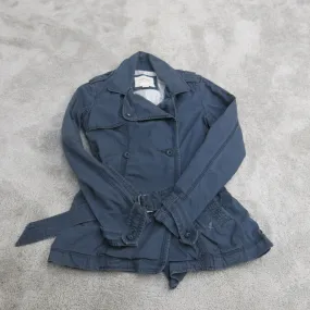 American Eagle Jacket Women XS Blue Long Sleeve Trench Coat Outdoors Pockets