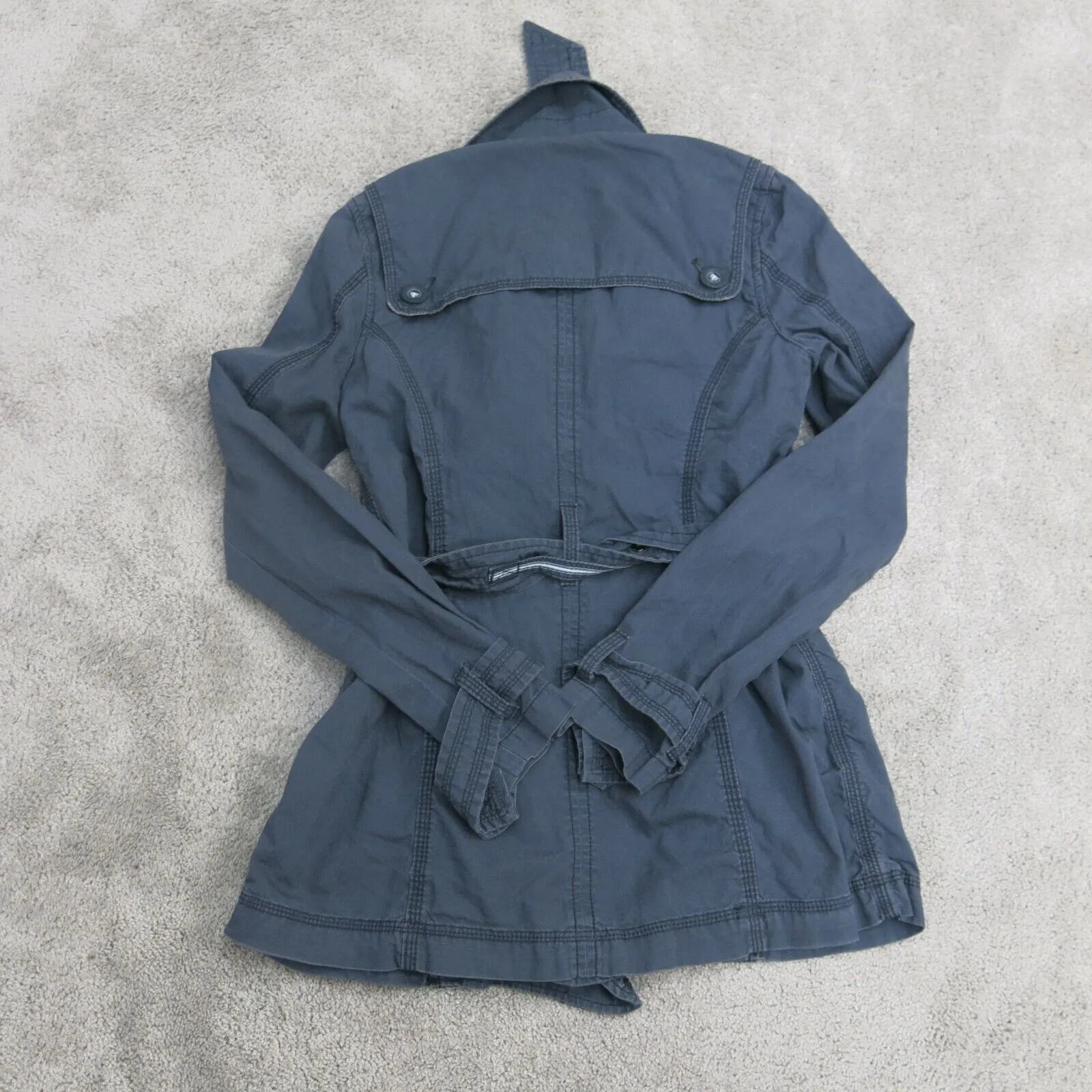 American Eagle Jacket Women XS Blue Long Sleeve Trench Coat Outdoors Pockets