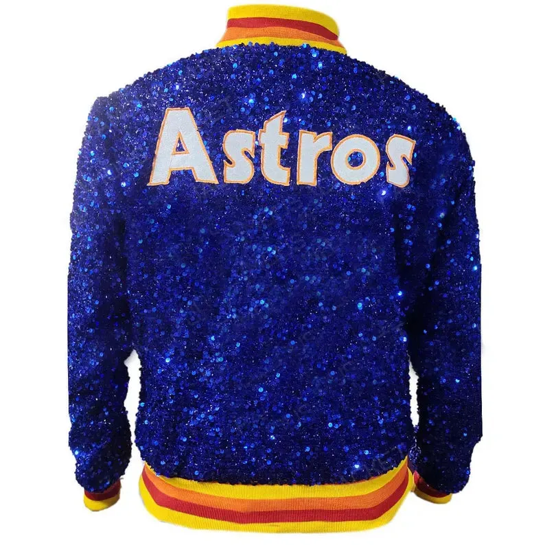 Astros Sequin Glitter Bomber Jacket