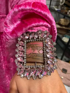 Aztec A Rare Bird Crystal Leather Cuff - Pink