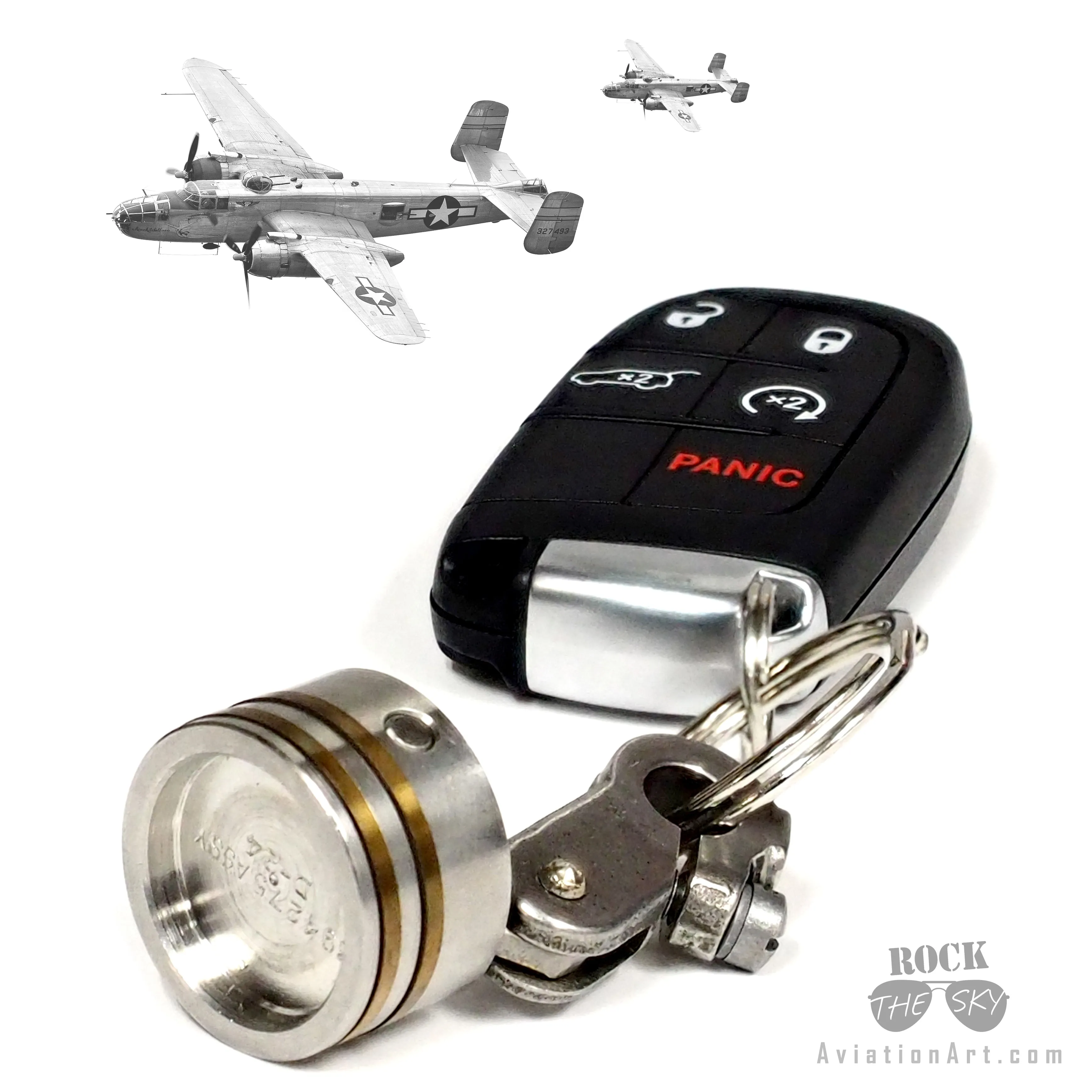 B-25 MItchell Bomber Wright R-2600 Radial Engine Stromberg Carburetor Mini Piston Keychain