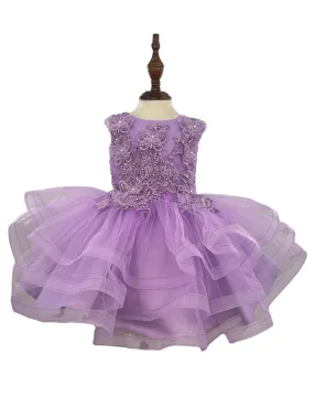 Baby Girls Butterfly Sequin Tulle Layered Skirt Flower Girl Dress 3-24M