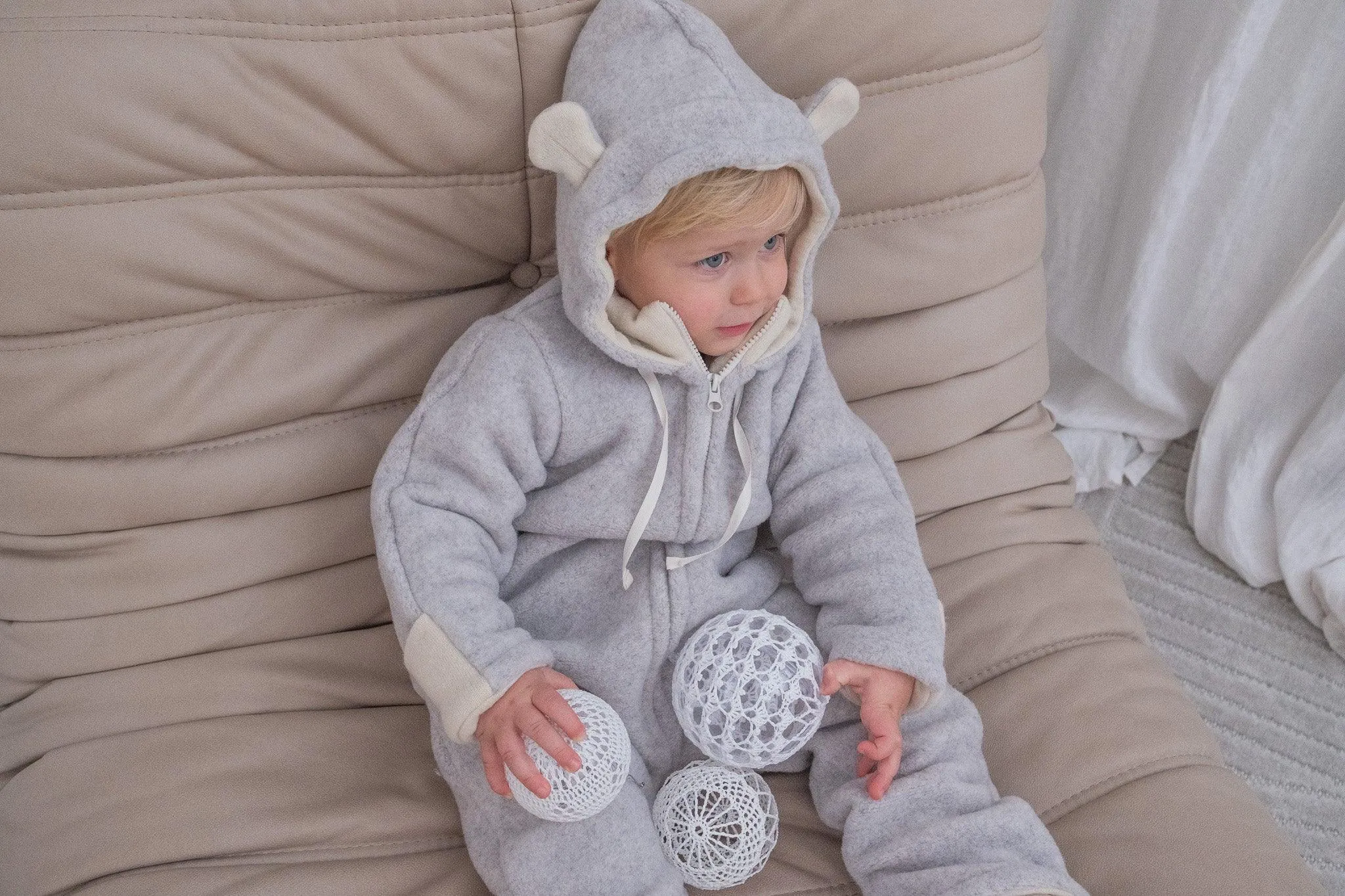 Baby/Kid Virgin Wool Overall - Grey