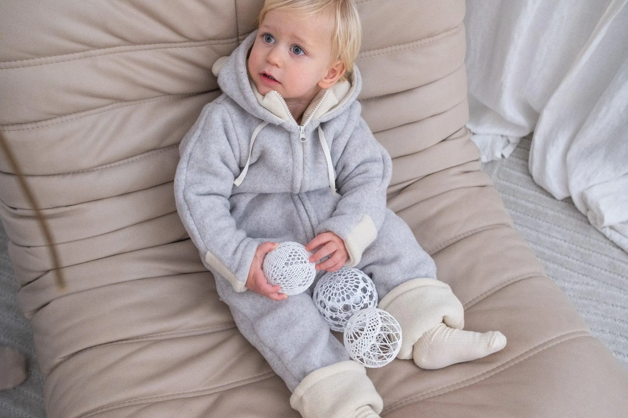 Baby/Kid Virgin Wool Overall - Grey