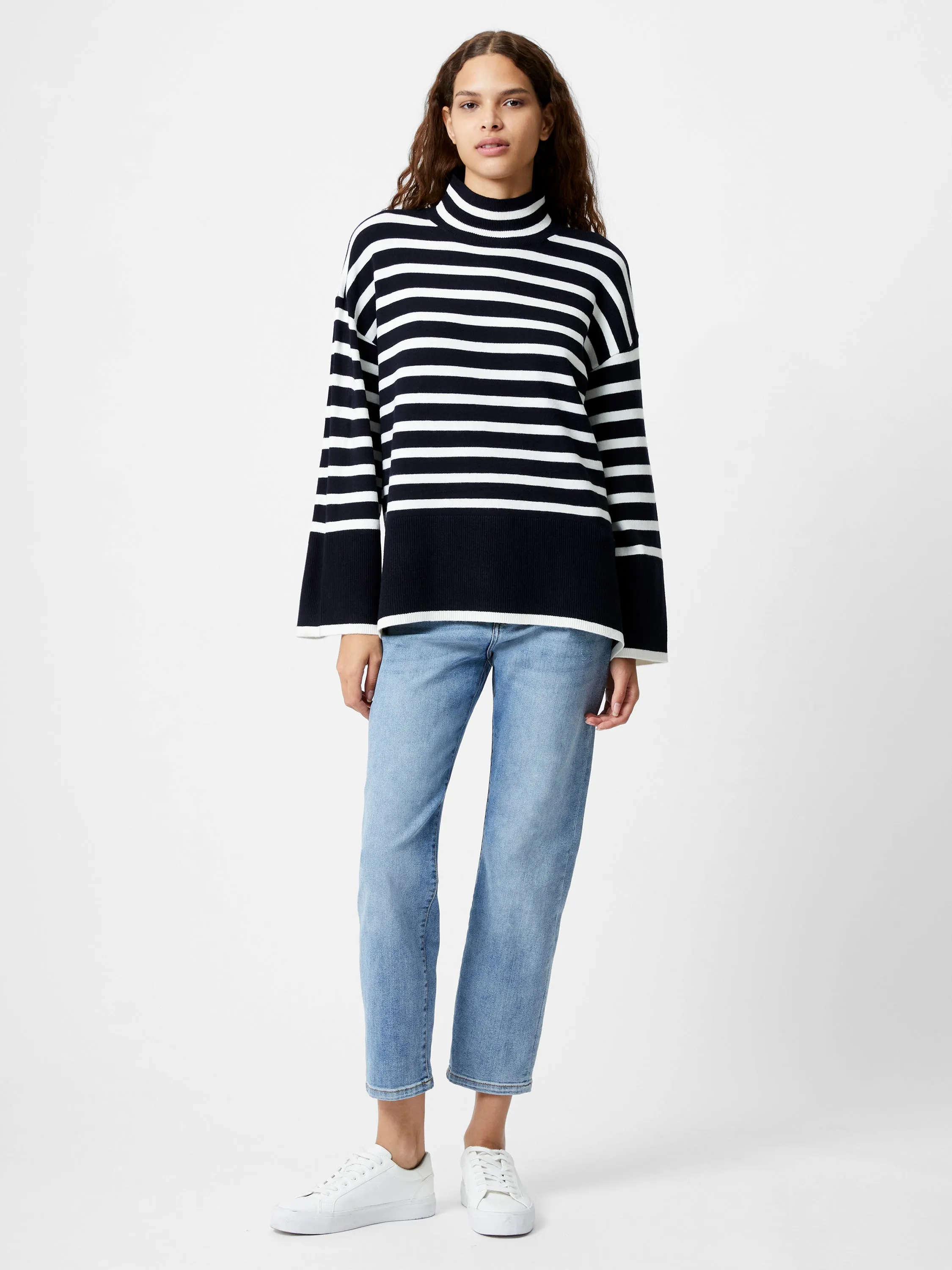 Babysoft High Neck Striped Side Split Jumper