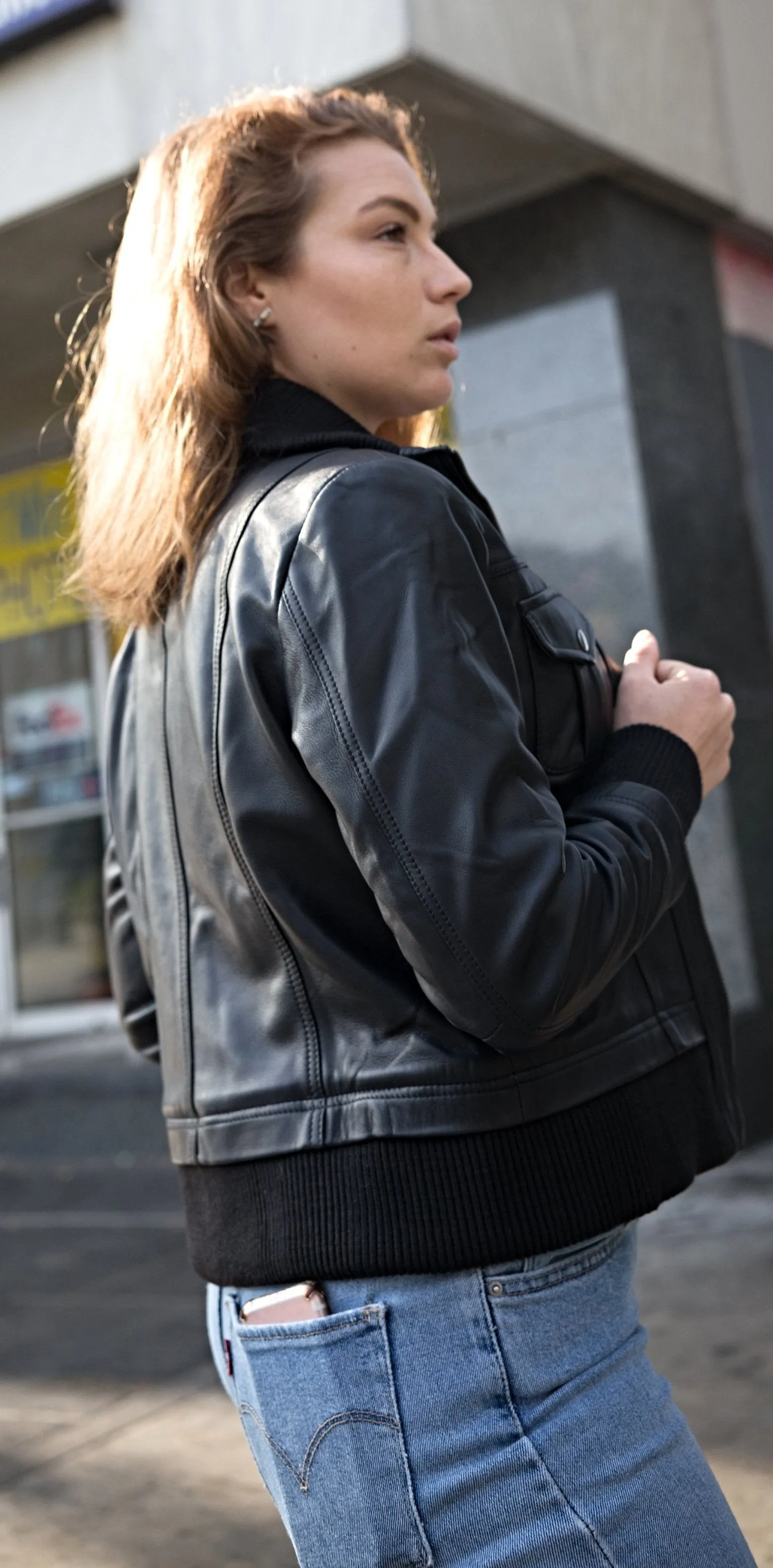 Bailey Womens Leather Bomber Jacket - Discounted!