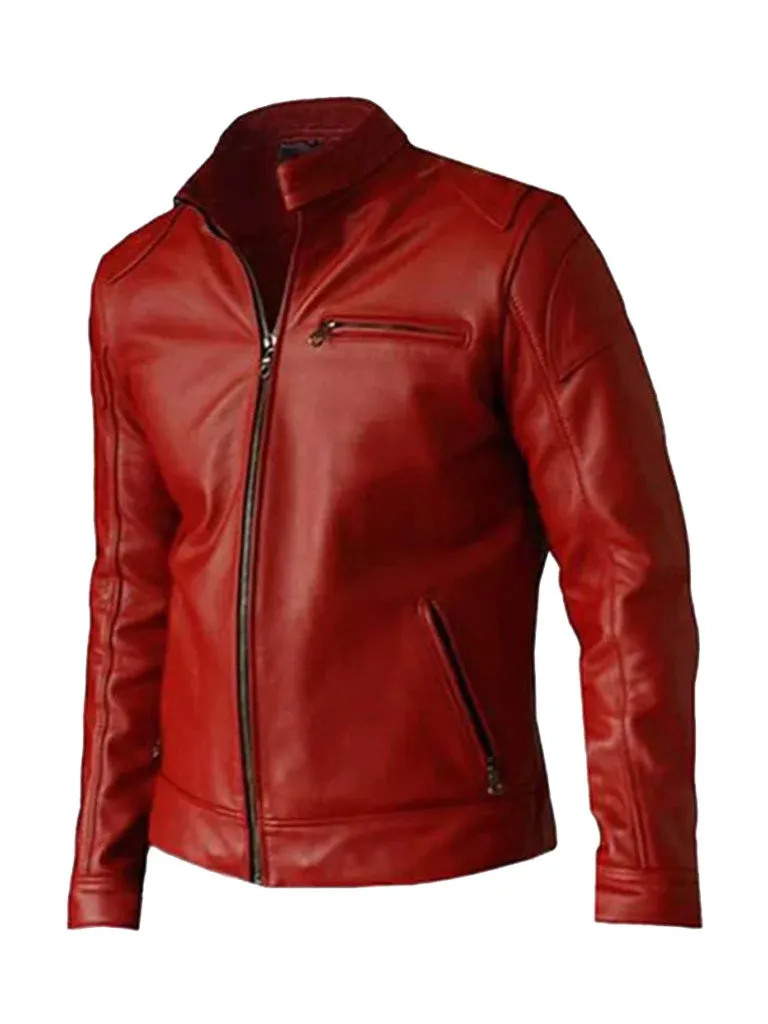 Biker Elegant Red Leather Jacket