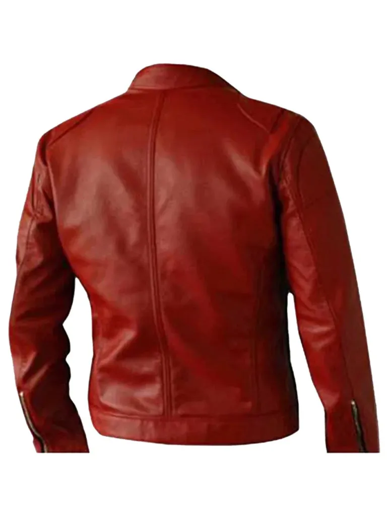 Biker Elegant Red Leather Jacket