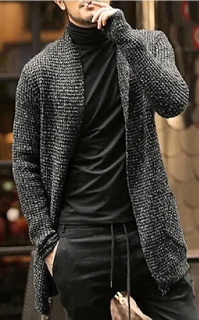 Black Men's Winter Cardigan