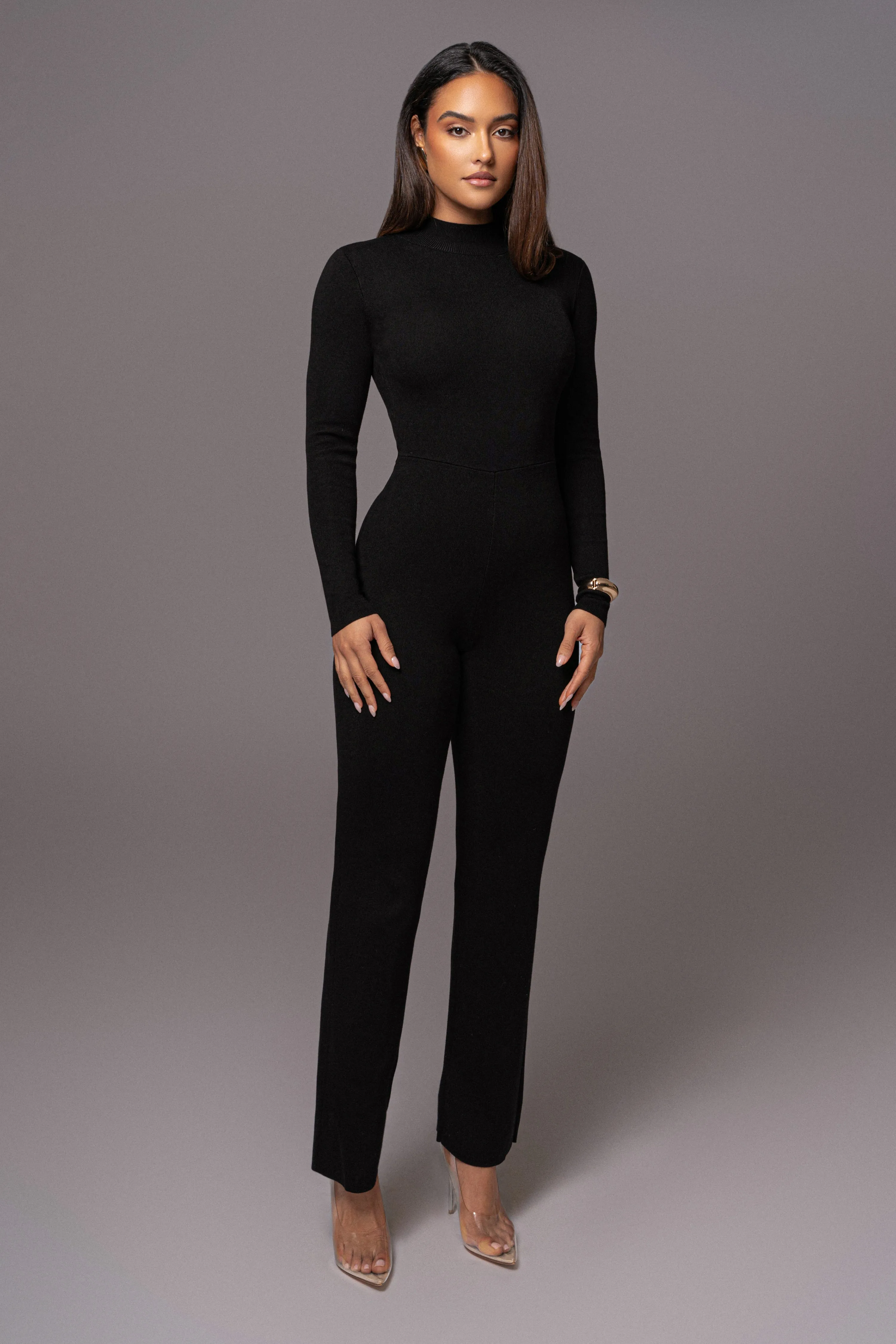 Black Noel Sweater Knit Jumpsuit