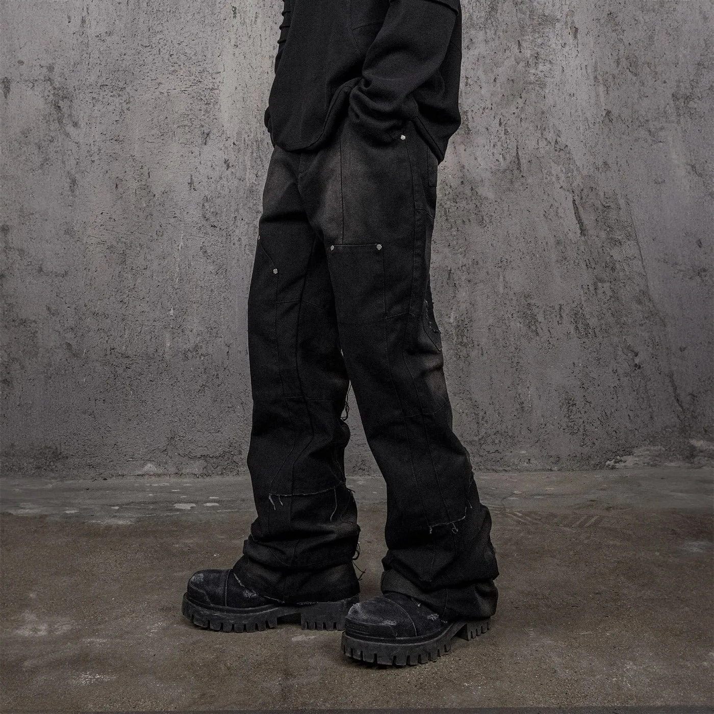 Black Tactical Rivet Cargo Pants