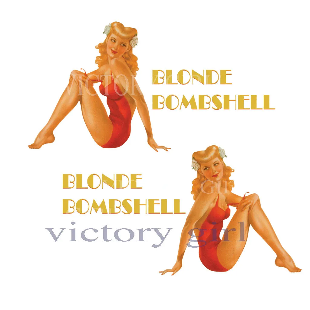 Blonde Bombshell Nose Art Vinyl Decal Sticker