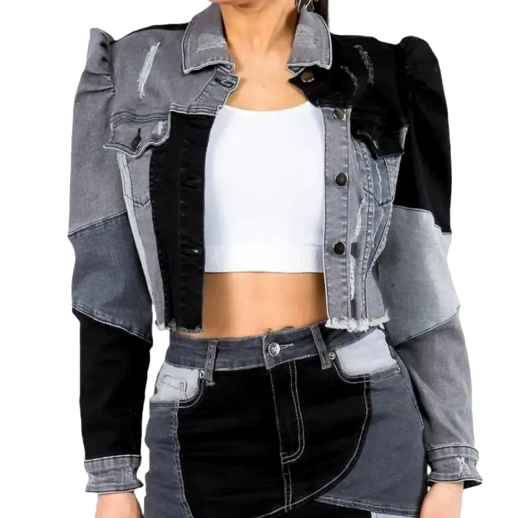 Boho chic distressed denim jacket for women