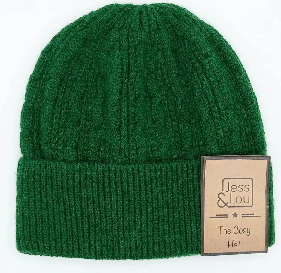 Cable Beanie Hat Green