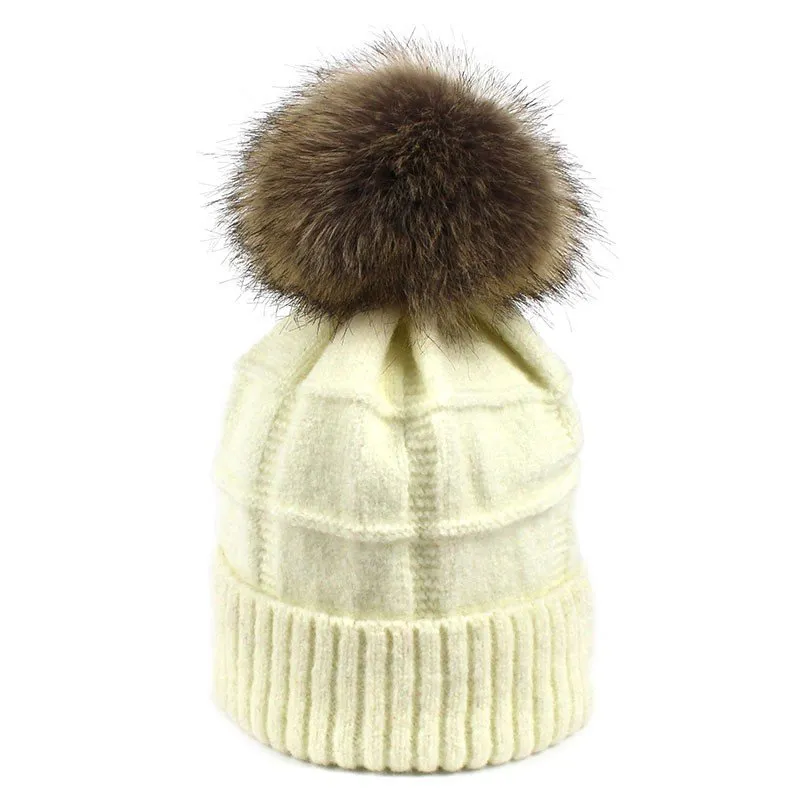 CABLE KNIT POMPOM WARM WINTER HAT BEANIE