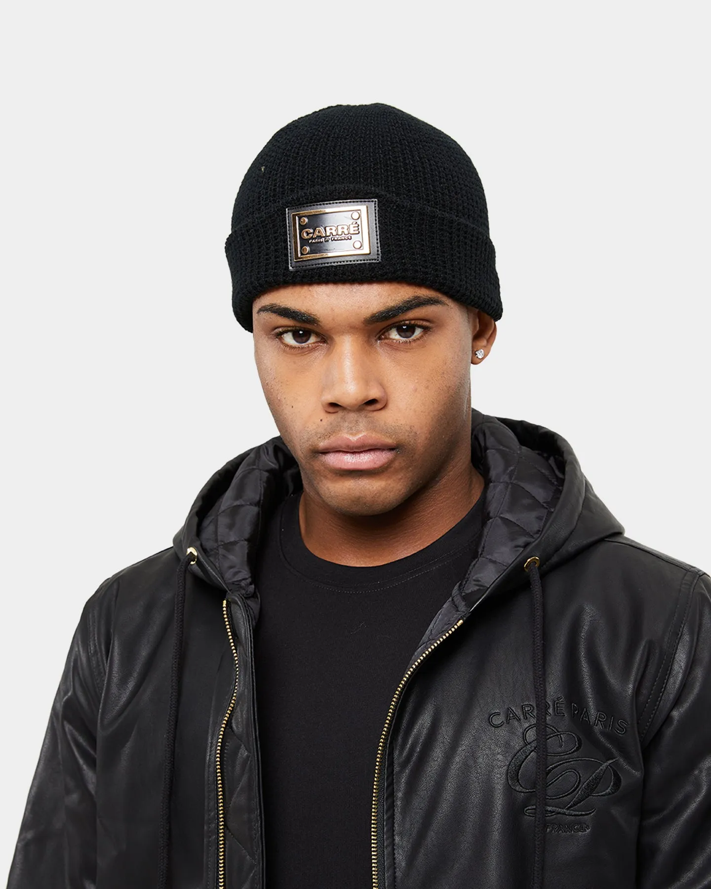 Carre Le Plaque Waffle Beanie Black