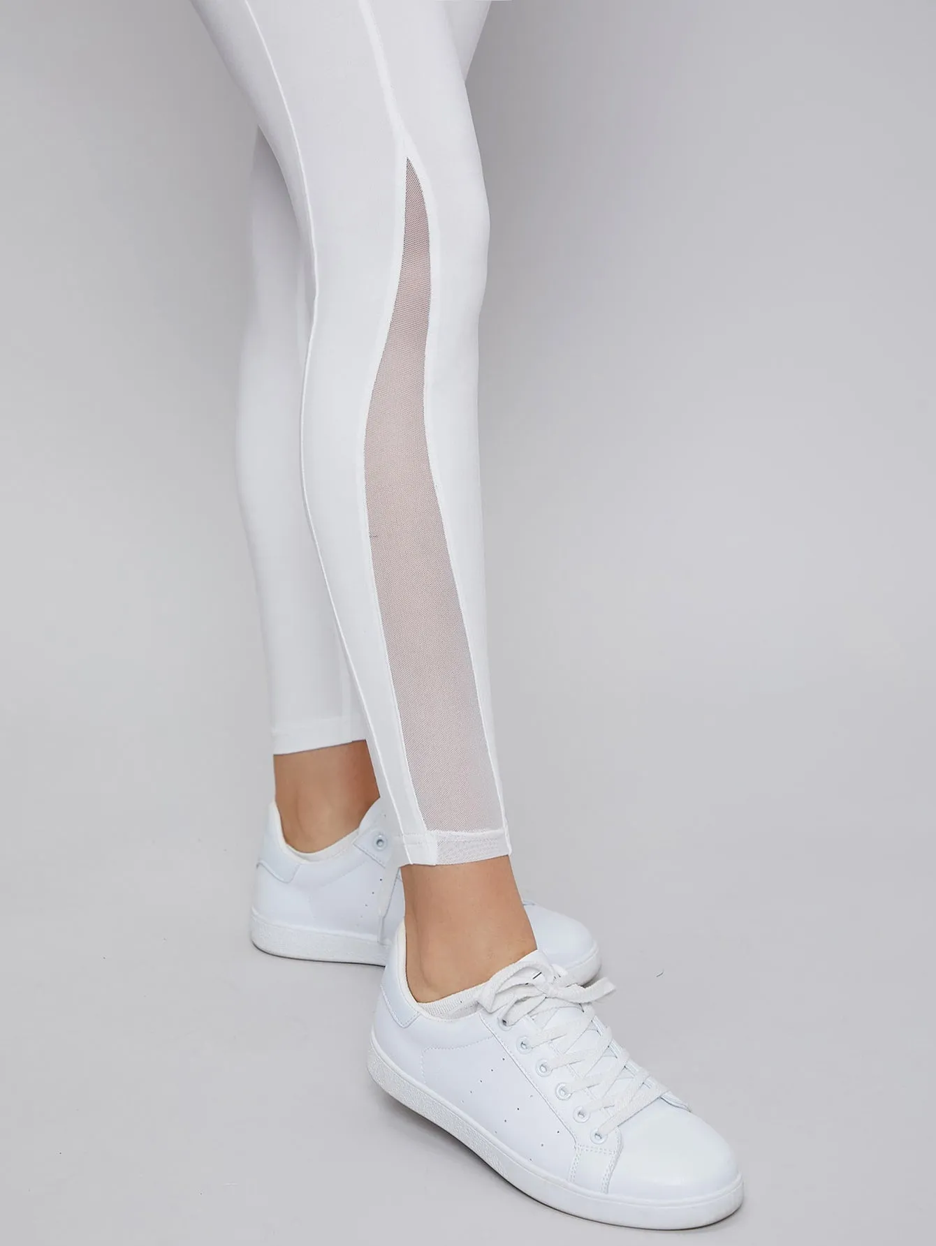 Casual Plain Sheer Cropped Women Leggings