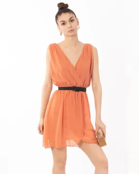 Chiffon Wrap dress (Coral)