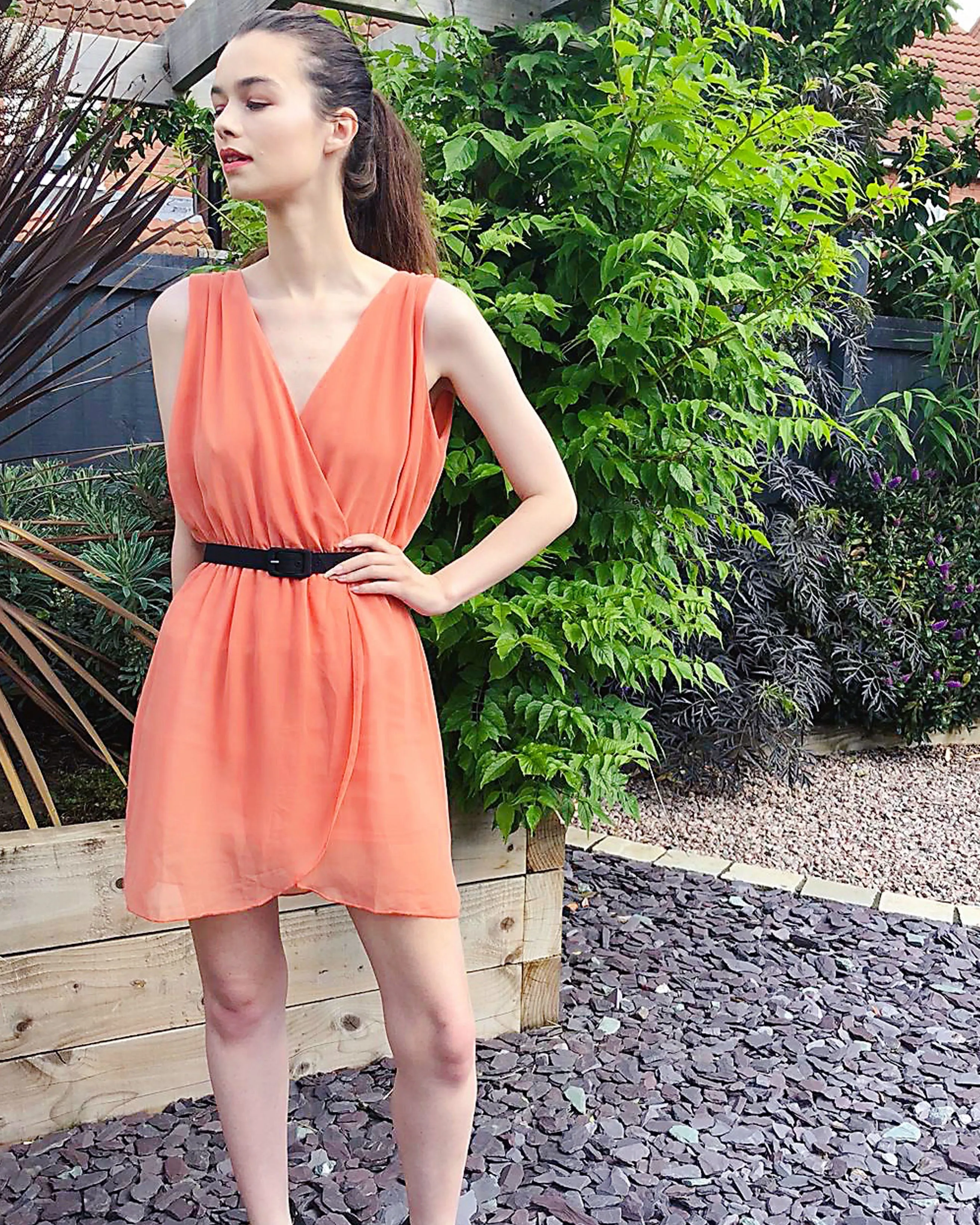 Chiffon Wrap dress (Coral)