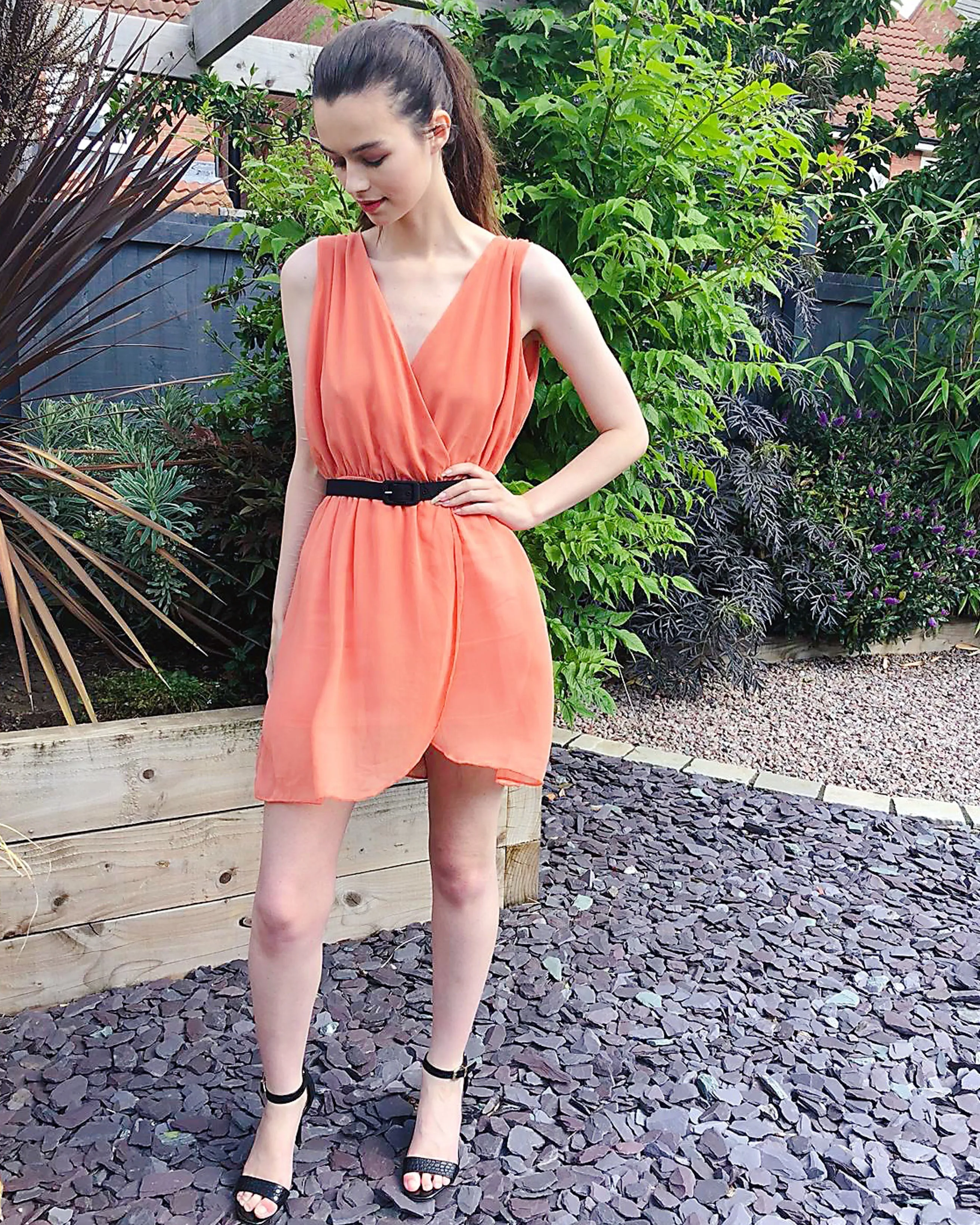 Chiffon Wrap dress (Coral)