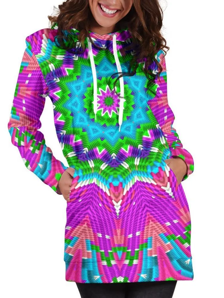 Color Blocks Mandala Hooded Dress