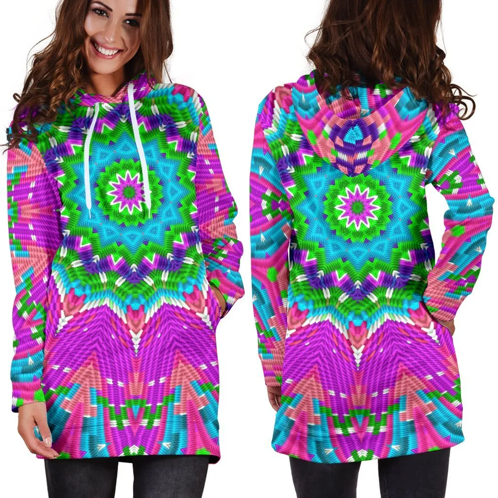 Color Blocks Mandala Hooded Dress