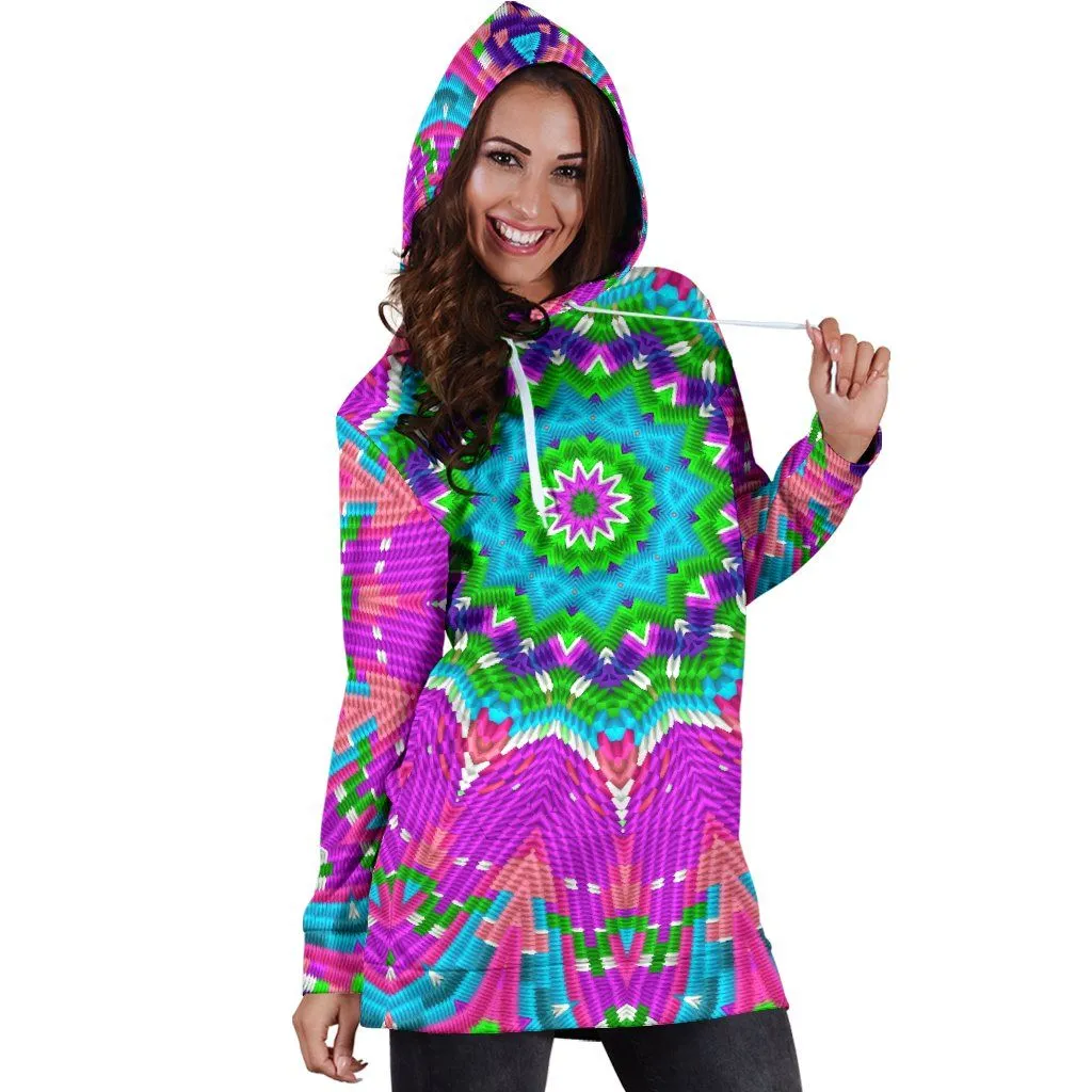 Color Blocks Mandala Hooded Dress