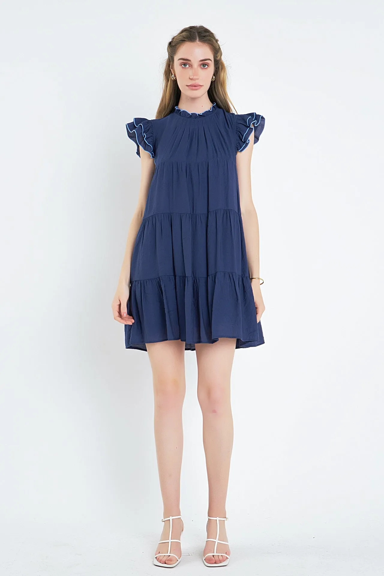 Contrast Merrow Babydoll Dress