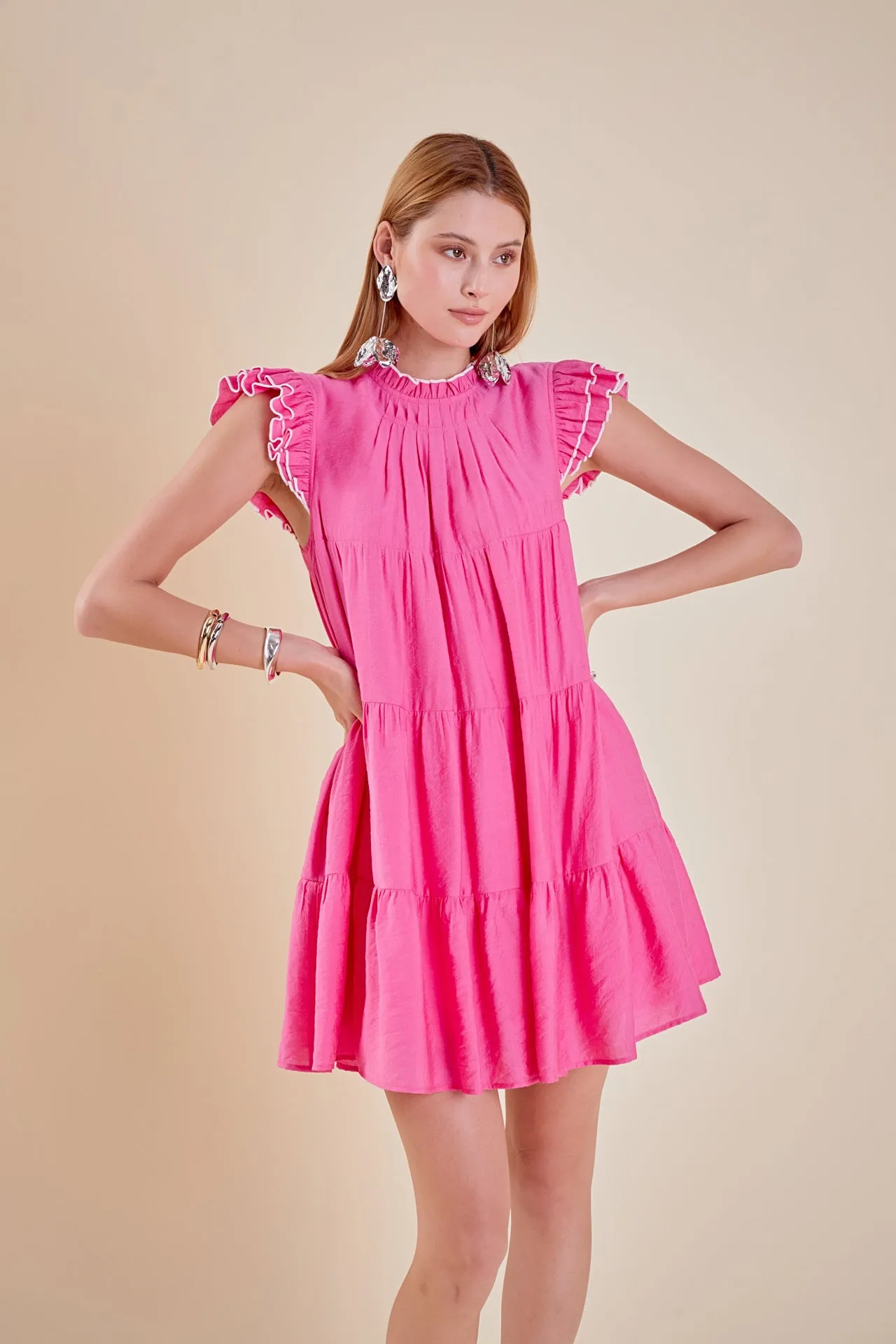 Contrast Merrow Babydoll Dress