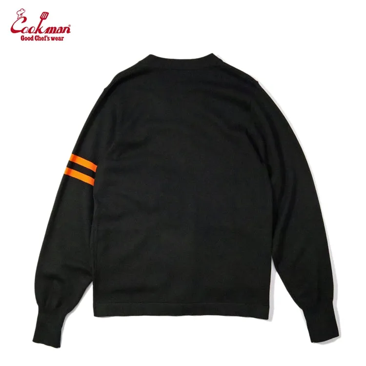 Cookman Knitted Cardigan - Letterman : Black