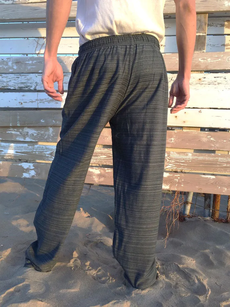 Cotton Drawstring pants in Grey Pinstripe Pattern