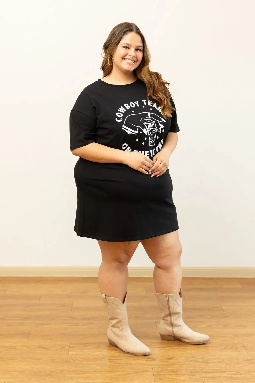 Cowboy Tears T-Shirt Dress, Black