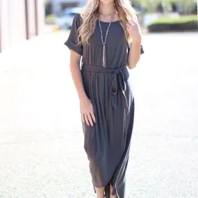 Cuffed Belted Dress | S-XL