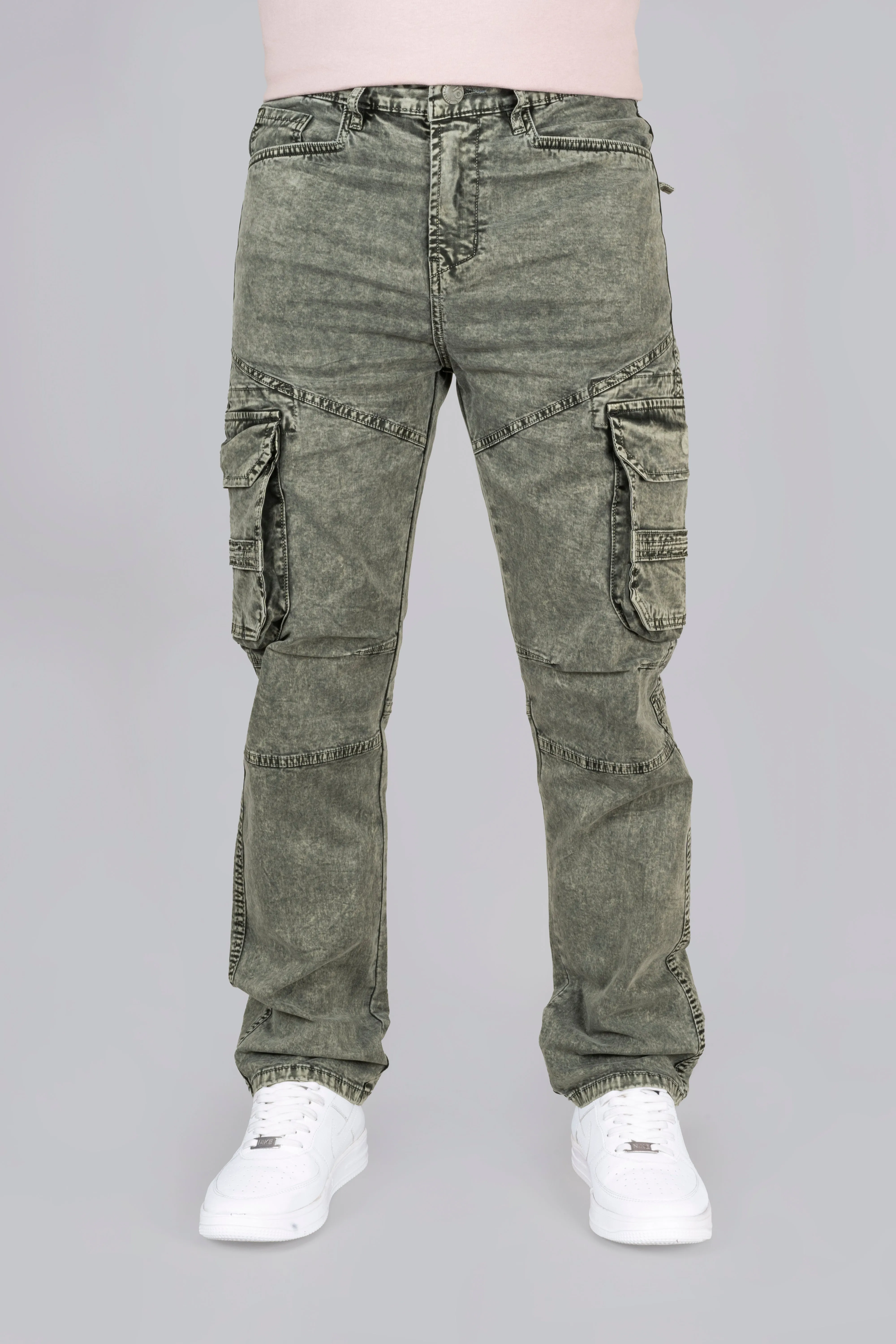 Dark Green Cargo Jeans For Men