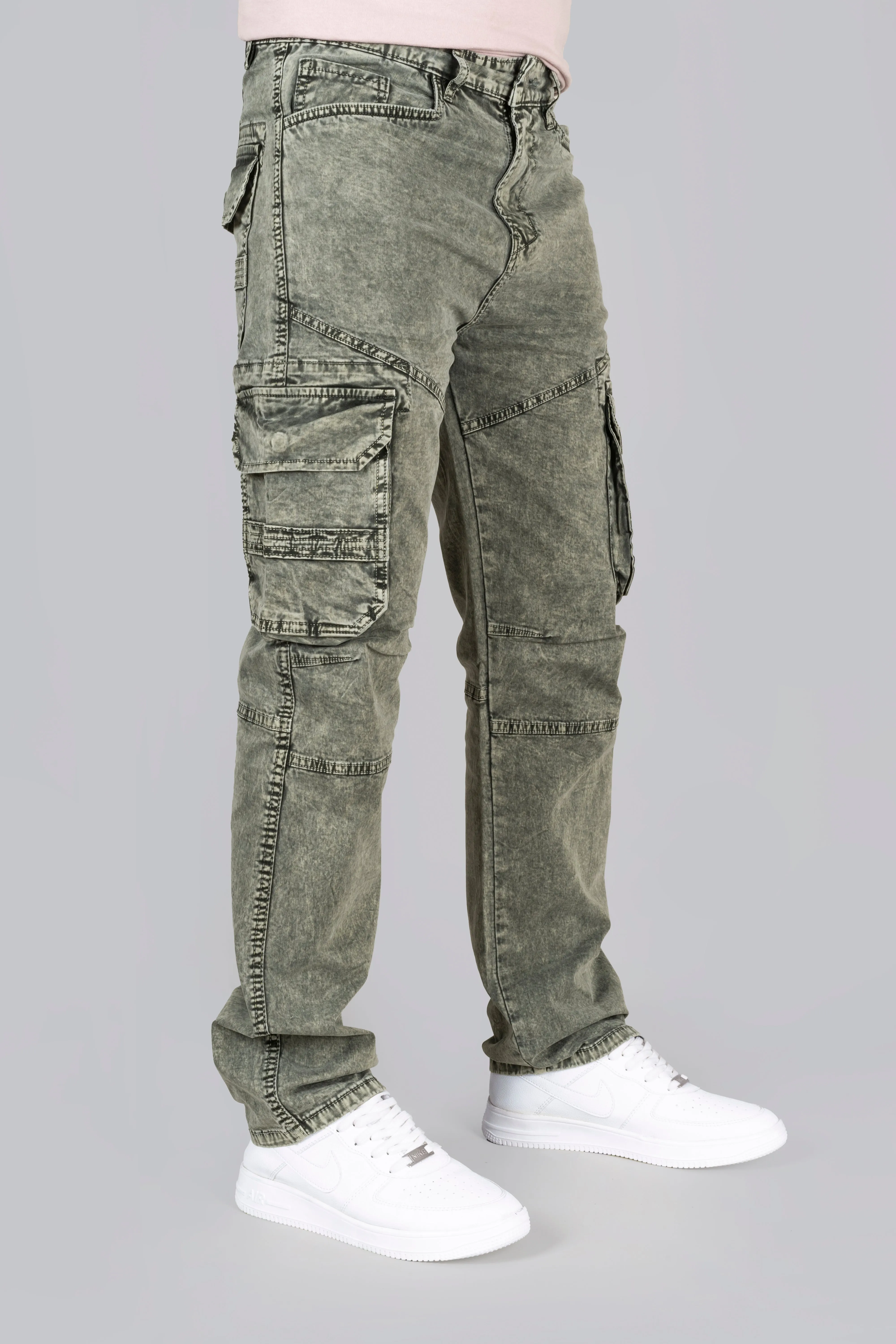 Dark Green Cargo Jeans For Men