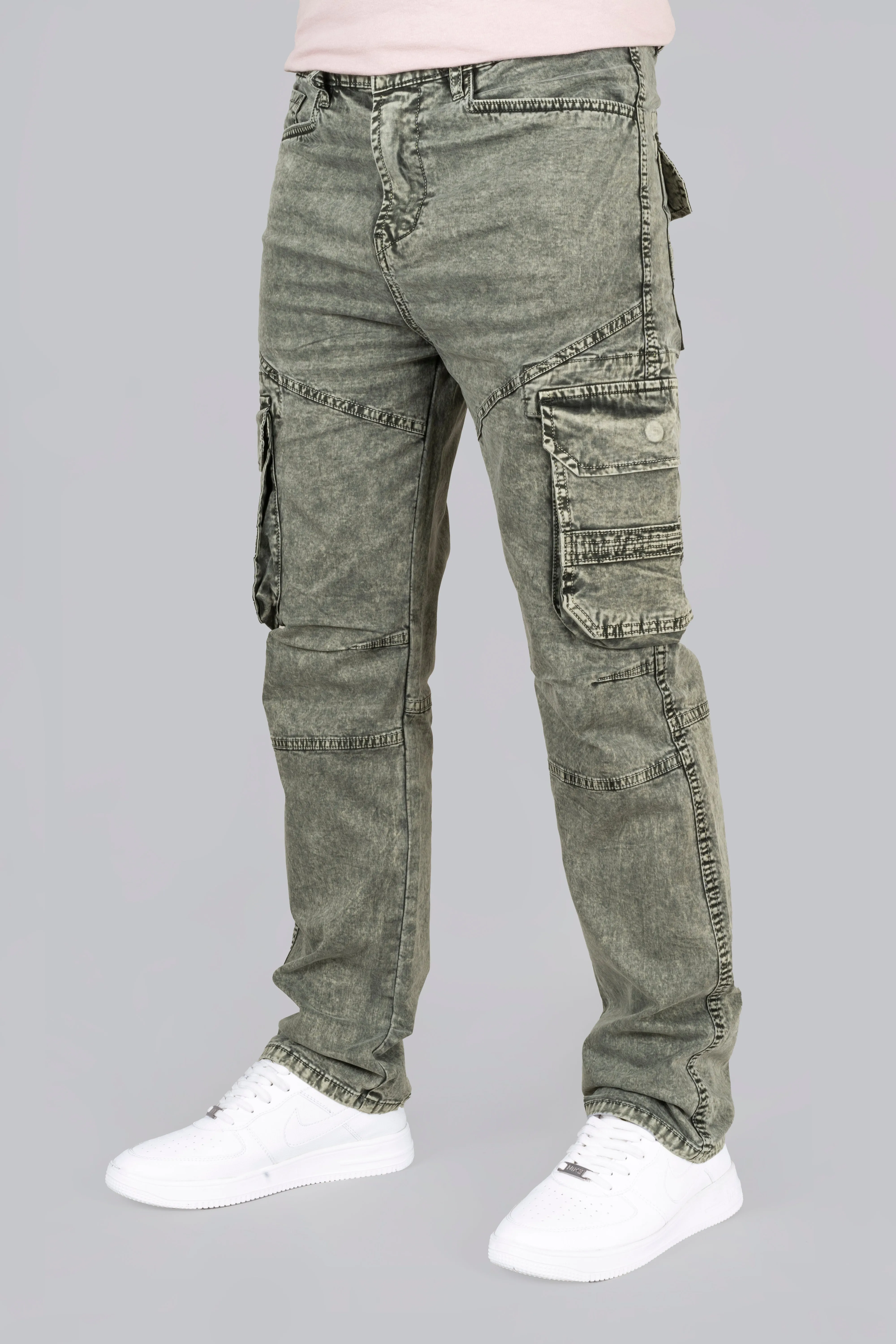 Dark Green Cargo Jeans For Men