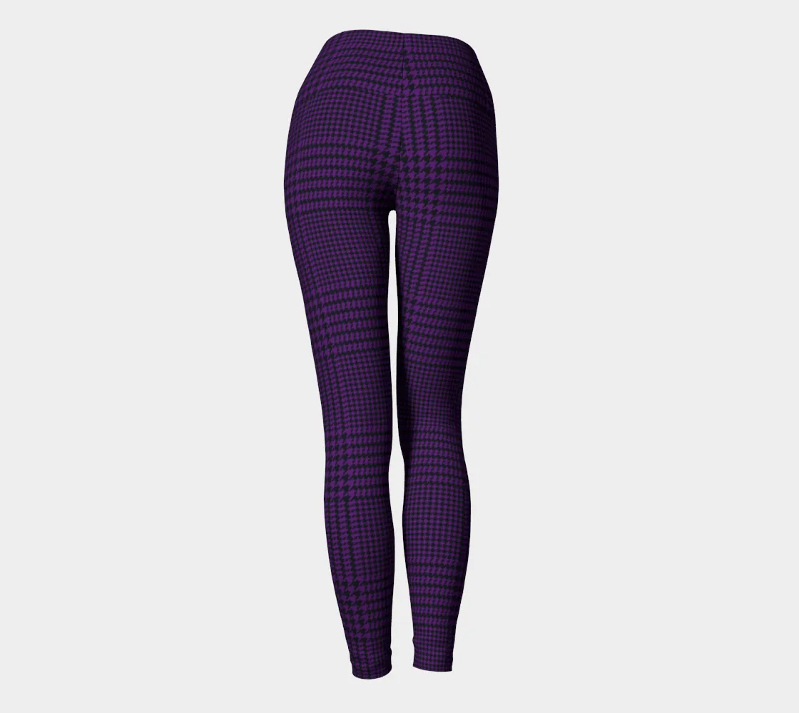 Deep Purple Houndstooth Yoga Leggings