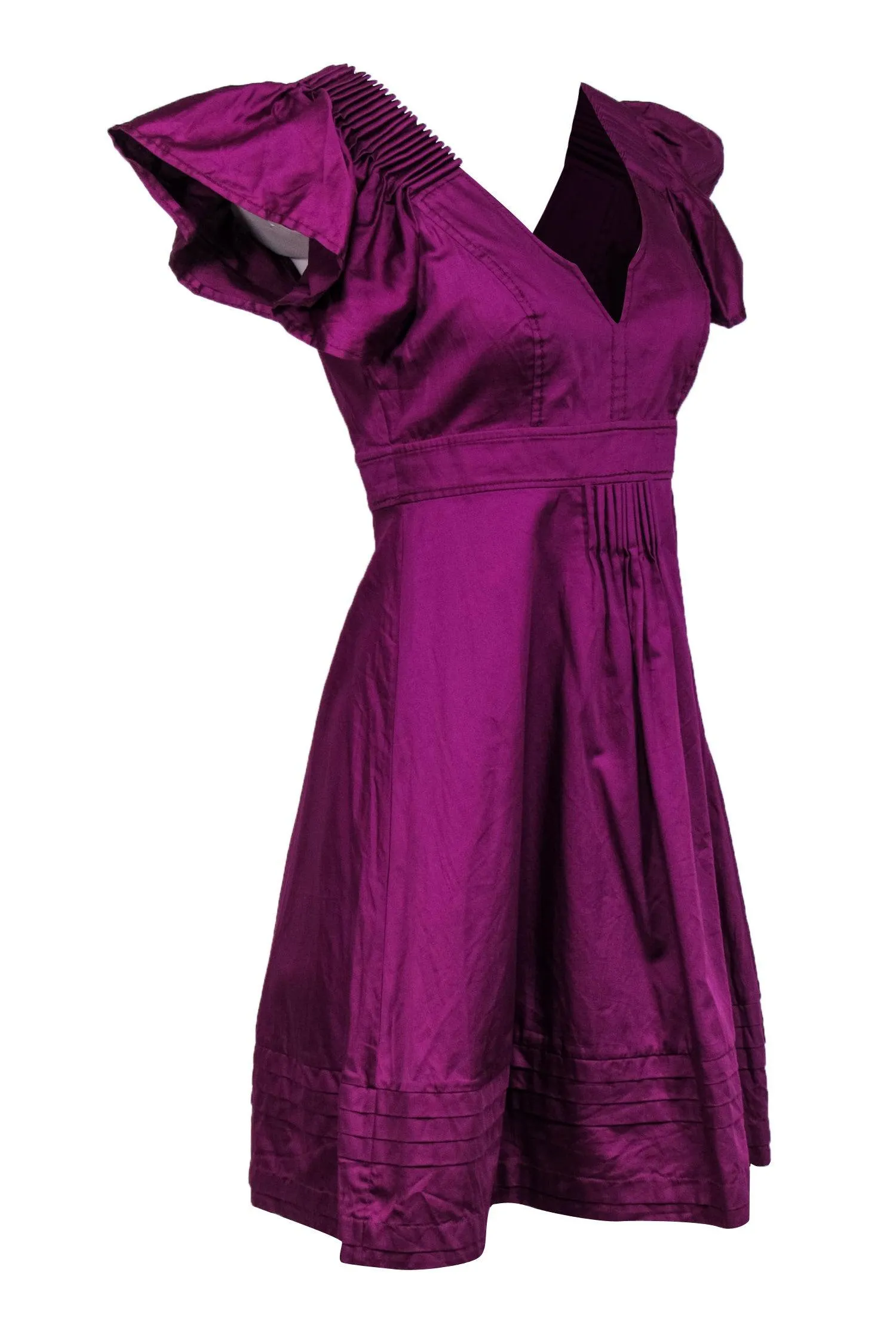 Diane von Furstenberg - Magenta Cotton Babydoll Dress w/ Ruffles Sz 4