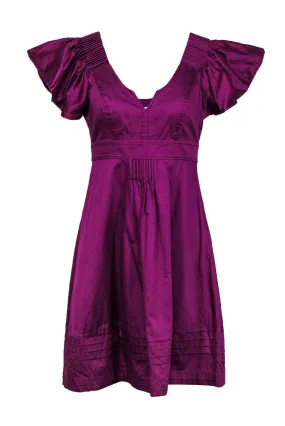 Diane von Furstenberg - Magenta Cotton Babydoll Dress w/ Ruffles Sz 4