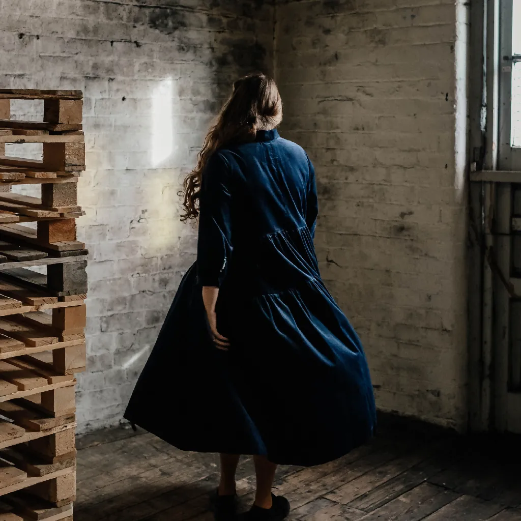 Dorothy Dress In Navy Needlecord