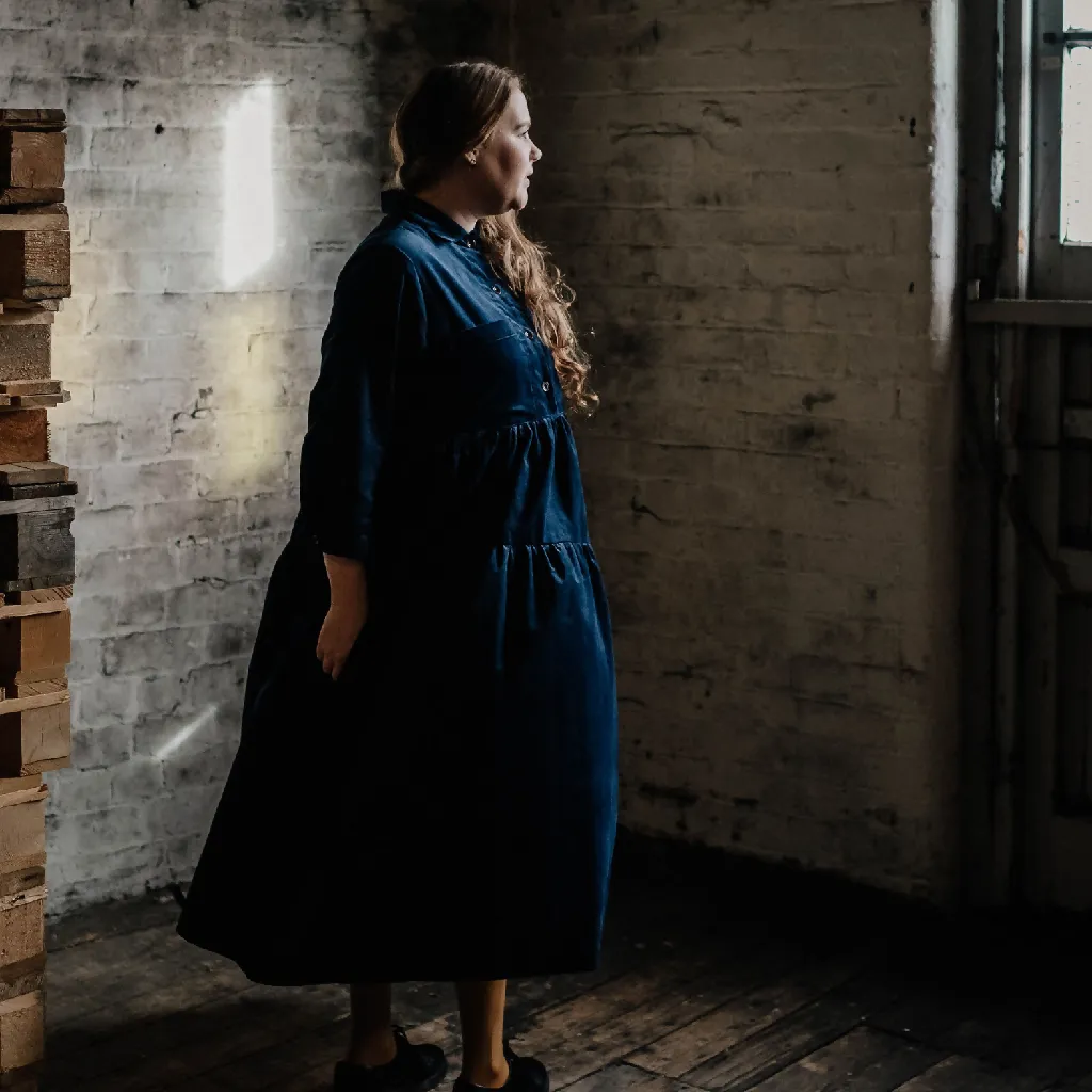 Dorothy Dress In Navy Needlecord