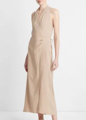 DRAPED NECK WRAP DRESS