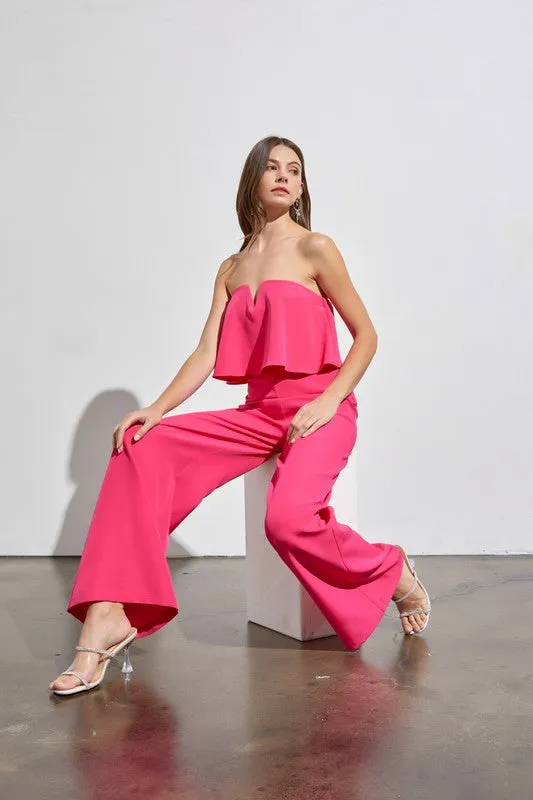 Effortless Strapless Hot Pink Jumpsuit