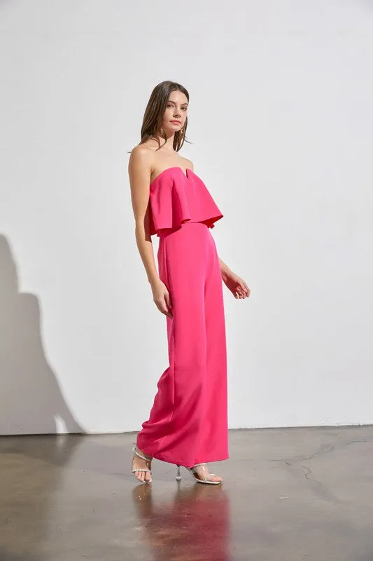 Effortless Strapless Hot Pink Jumpsuit