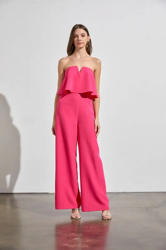 Effortless Strapless Hot Pink Jumpsuit