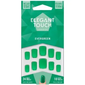 Elegant Touch False Nails - Evergreen Chic Design Long Lasting Durable Easy Application Manicure Set