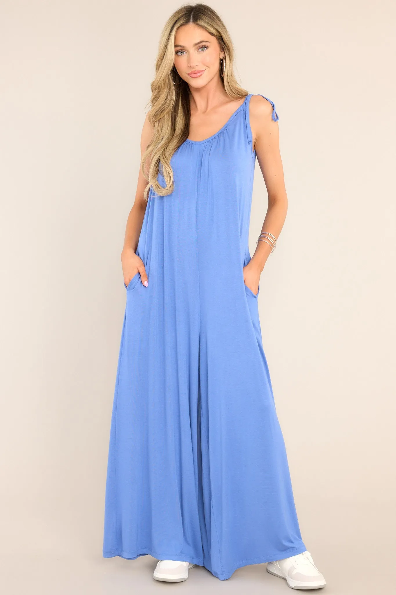 Eyes On The Future Dusty Blue Jumpsuit